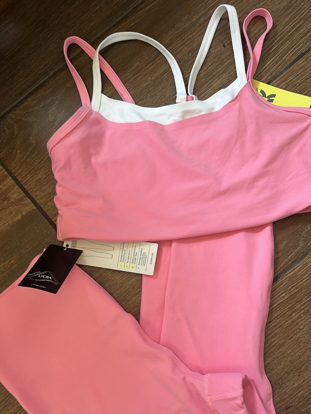 all in motion Pink Double-Strap Leggings & Crop Tank Set
